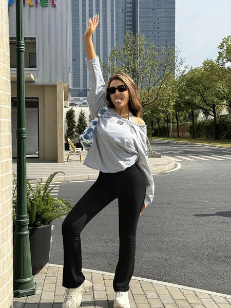 2 Piece High Waist Ribbed Bell Bottom Yoga Leggings