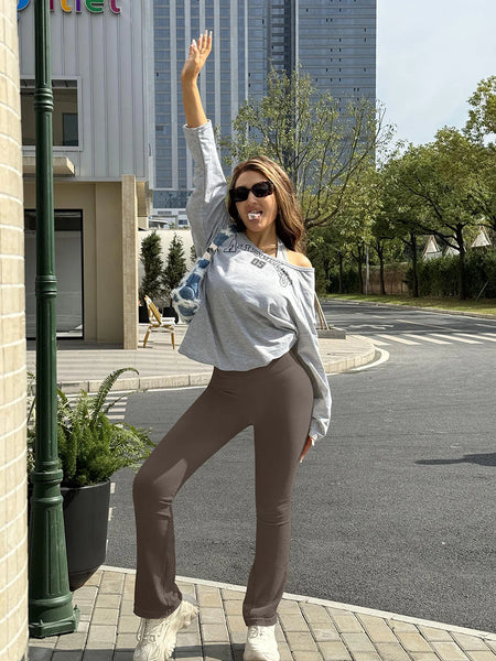 2 Piece High Waist Ribbed Bell Bottom Yoga Leggings
