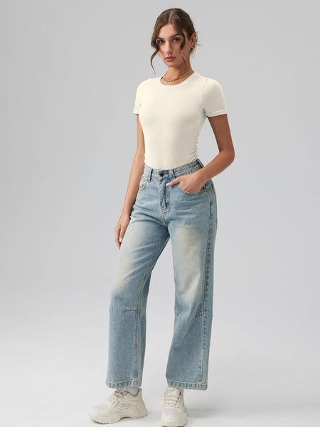 Ruched Stretch Short Sleeve Bodysuit