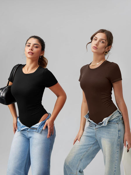 Ruched Stretch Short Sleeve Bodysuit