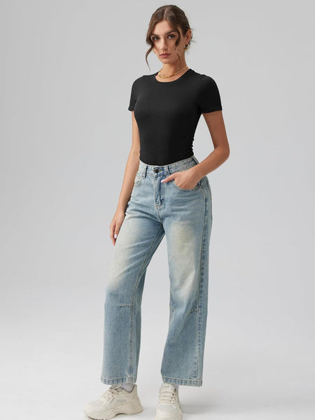 Ruched Stretch Short Sleeve Bodysuit