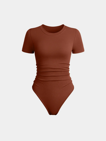 Ruched Stretch Short Sleeve Bodysuit