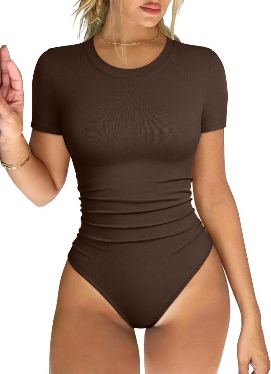 Ruched Stretch Short Sleeve Bodysuit
