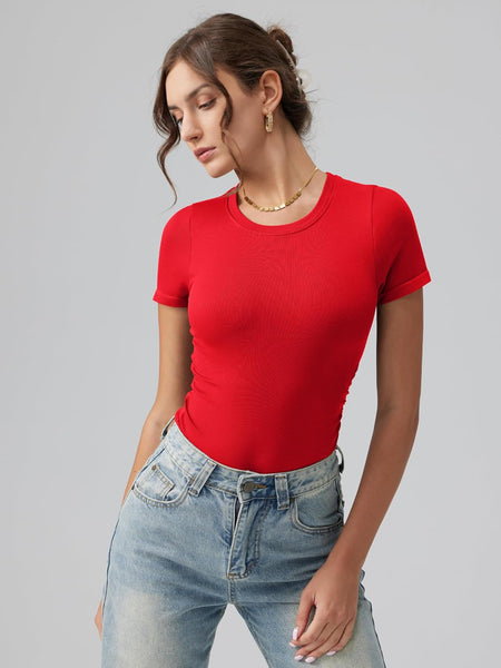 Ruched Stretch Short Sleeve Bodysuit