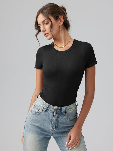 Ruched Stretch Short Sleeve Bodysuit