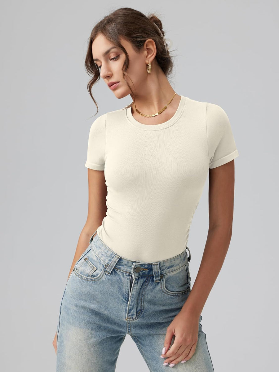 Ruched Stretch Short Sleeve Bodysuit