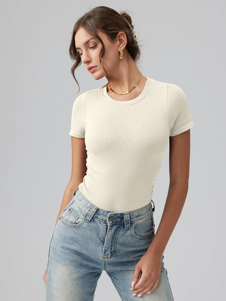 Ruched Stretch Short Sleeve Bodysuit