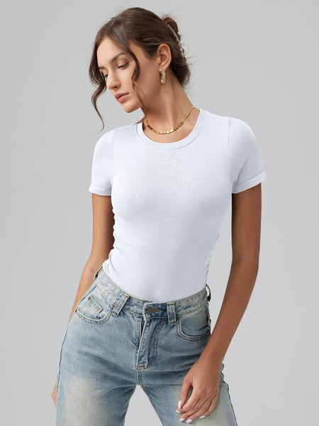 Ruched Stretch Short Sleeve Bodysuit