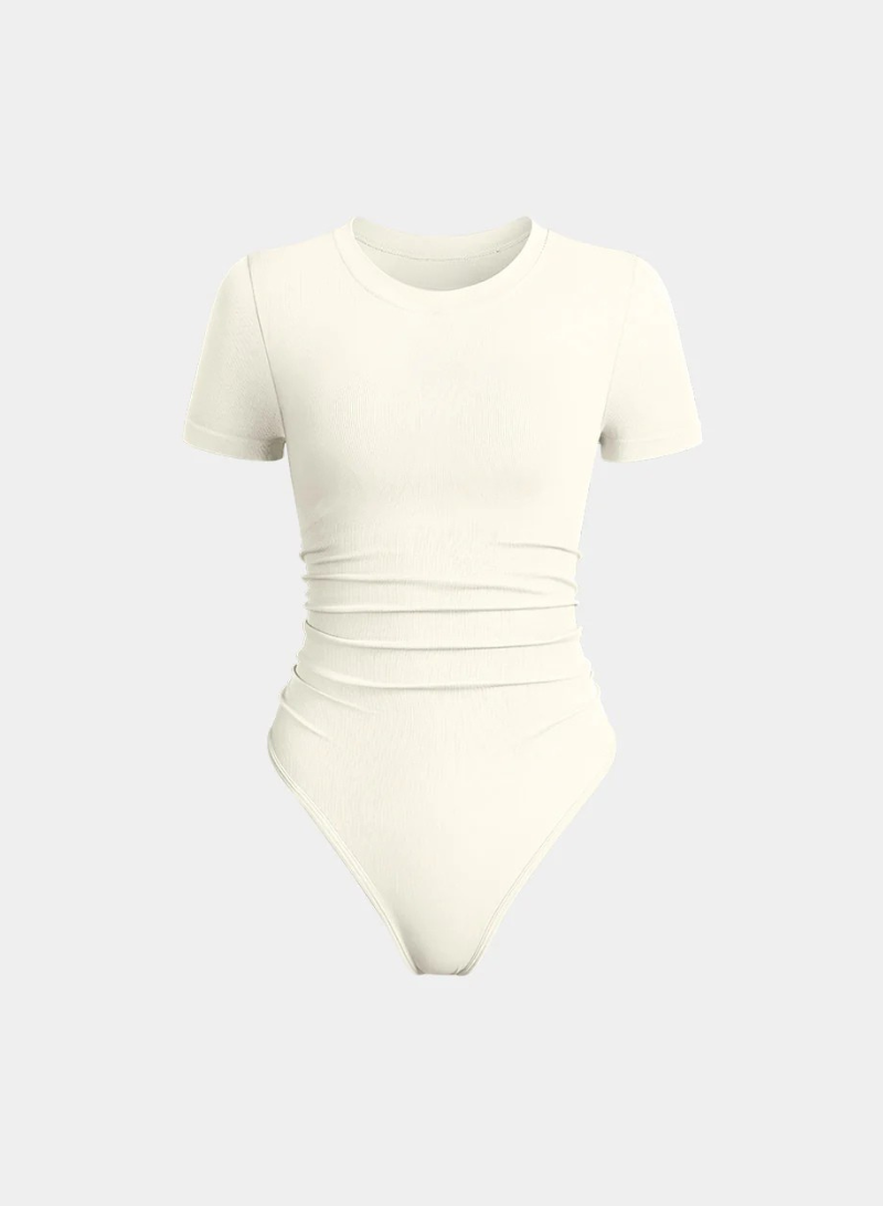 Ruched Stretch Short Sleeve Bodysuit