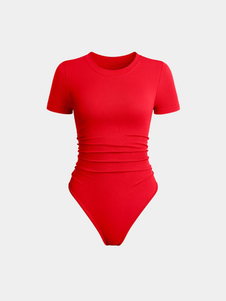 Ruched Stretch Short Sleeve Bodysuit