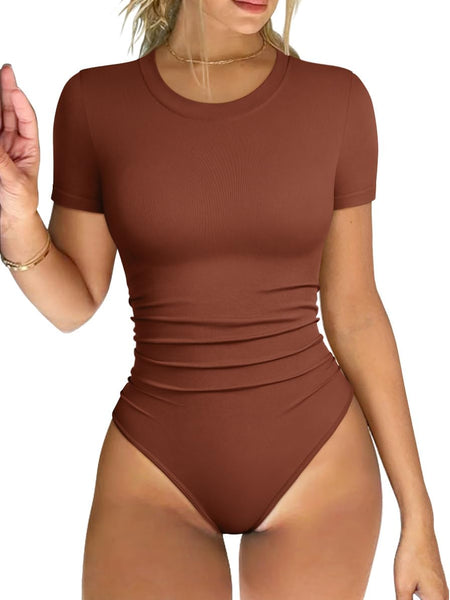Ruched Stretch Short Sleeve Bodysuit