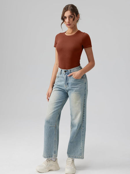 Ruched Stretch Short Sleeve Bodysuit