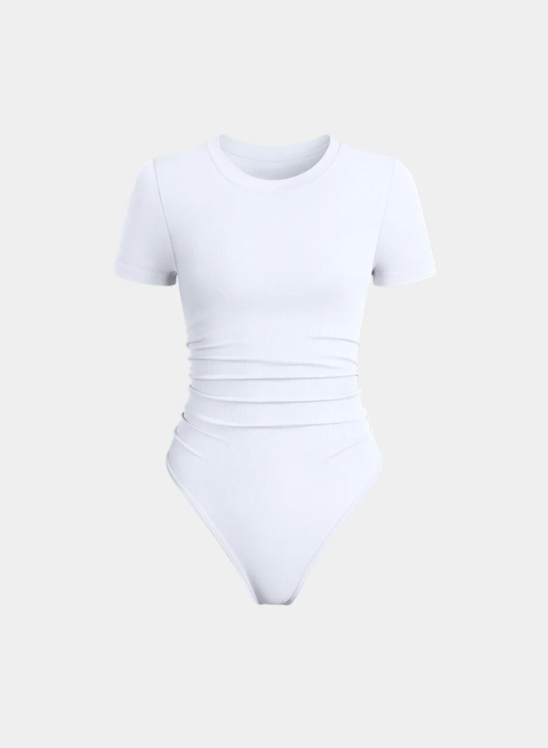 Ruched Stretch Short Sleeve Bodysuit