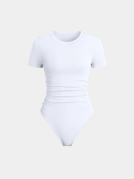 Ruched Stretch Short Sleeve Bodysuit