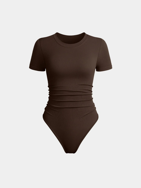 Ruched Stretch Short Sleeve Bodysuit