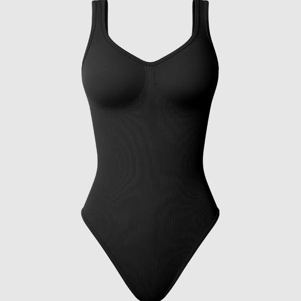 Sleek Ribbed Bodysuit & Shaping Shorts Set