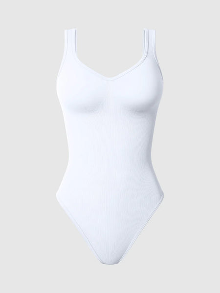 Sleek Ribbed Bodysuit & Shaping Shorts Set