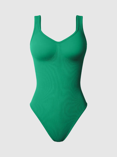 Sleek Ribbed Bodysuit & Shaping Shorts Set