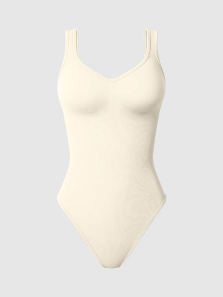 Sleek Ribbed Bodysuit & Shaping Shorts Set