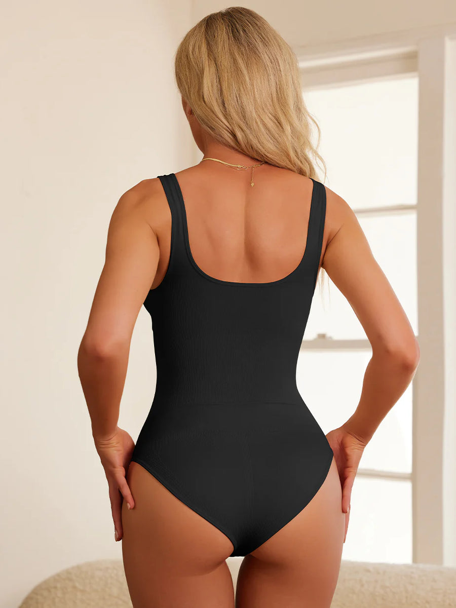 Sleek Ribbed Bodysuit & Shaping Shorts Set