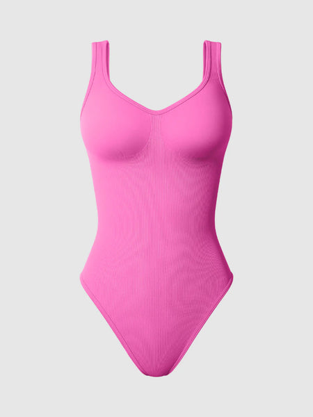 Sleek Ribbed Bodysuit & Shaping Shorts Set