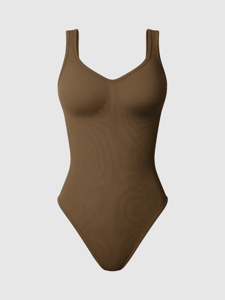 Sleek Ribbed Bodysuit & Shaping Shorts Set